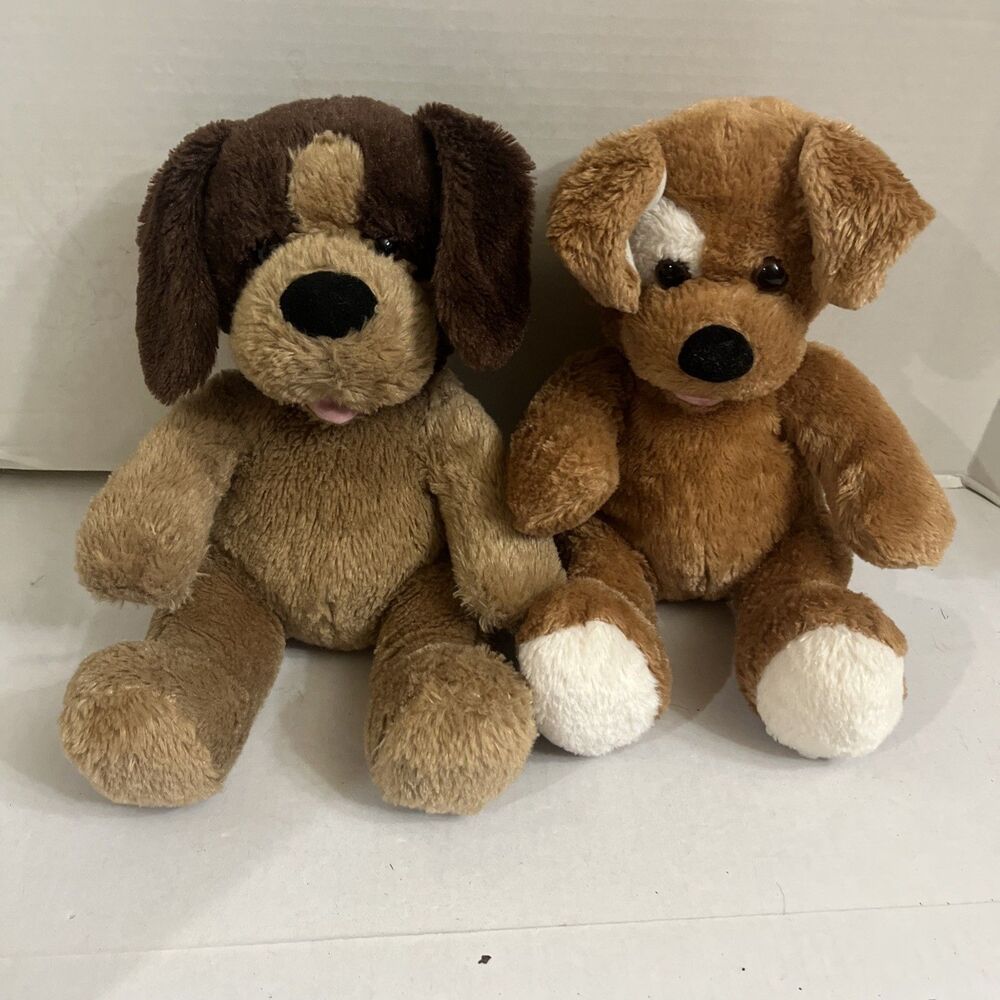 Build-A-Bear Lot 2 Brown Puppy Dog Plush Playful Pup Peanut Butter Sugar BABW